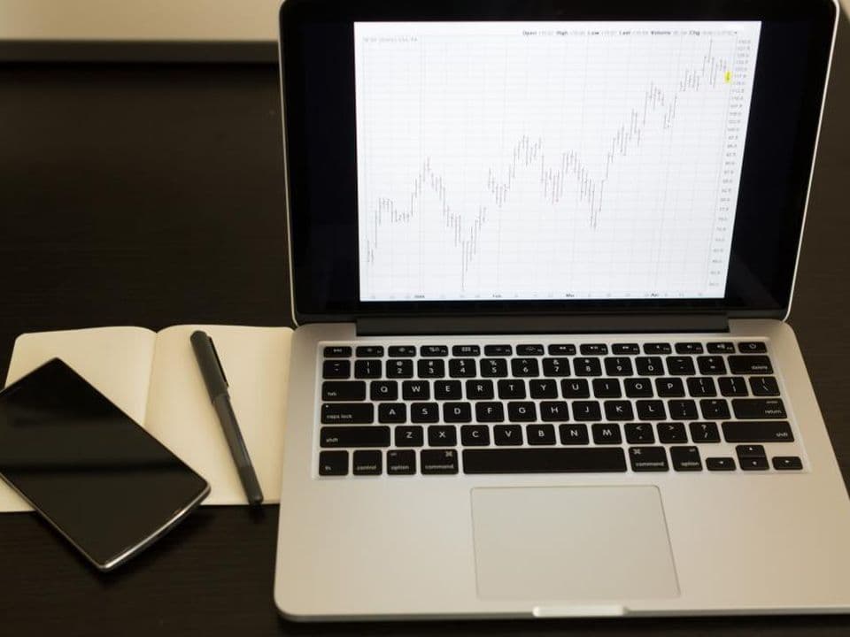 A laptop screen showing a trend chart